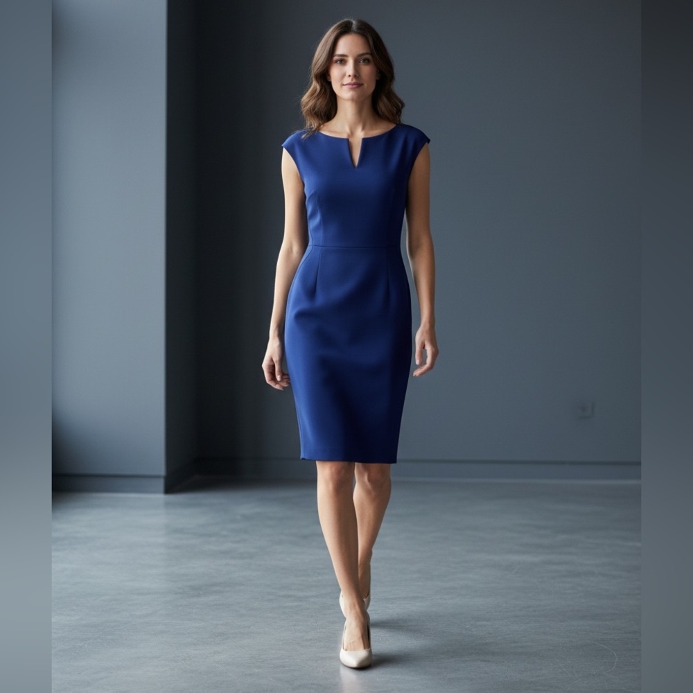 Gorgeous and Elegant Tahari Two Tone Blue Women’s Sleeveless Sheath Dress